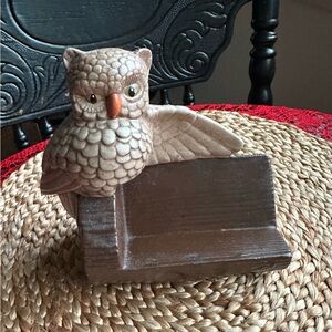 Sold Vintage ceramic owl business card holder